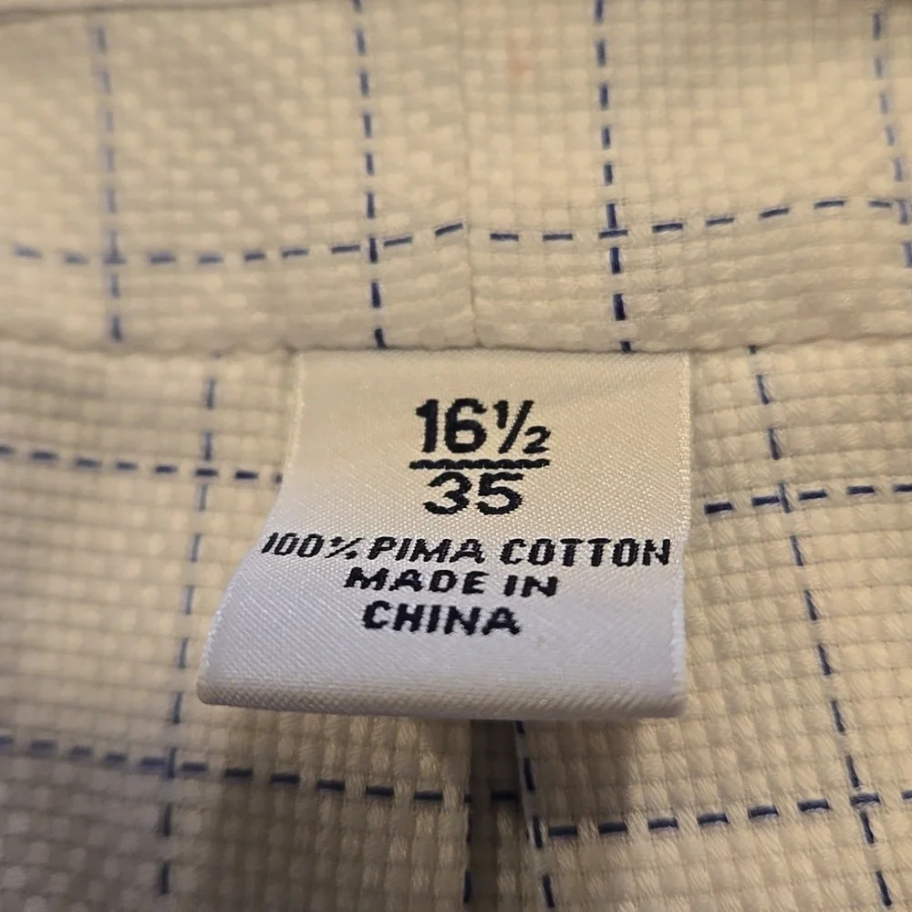 Cremieux Slim Fit Non-Iron Spread Collar Windowpane Dress Shirt size 16.5 (35) - Picture 8 of 13